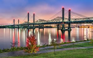 Image of bridges in Jeffersonville, Indiana, which is where 2022 Indiana MPO Conference is located, which RSG is a sponsor of.