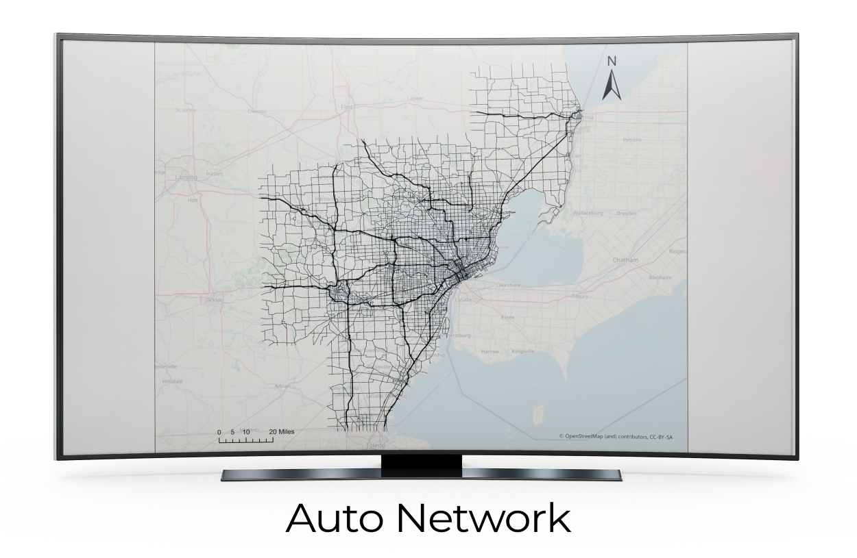 Image of auto network developed as part of the SEMCOG model development project.