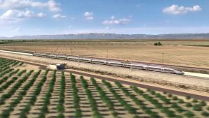 High-speed train in the Central Valley.